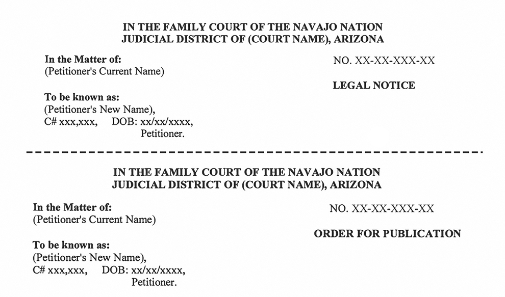 Navajo Times: Legal Sample Page