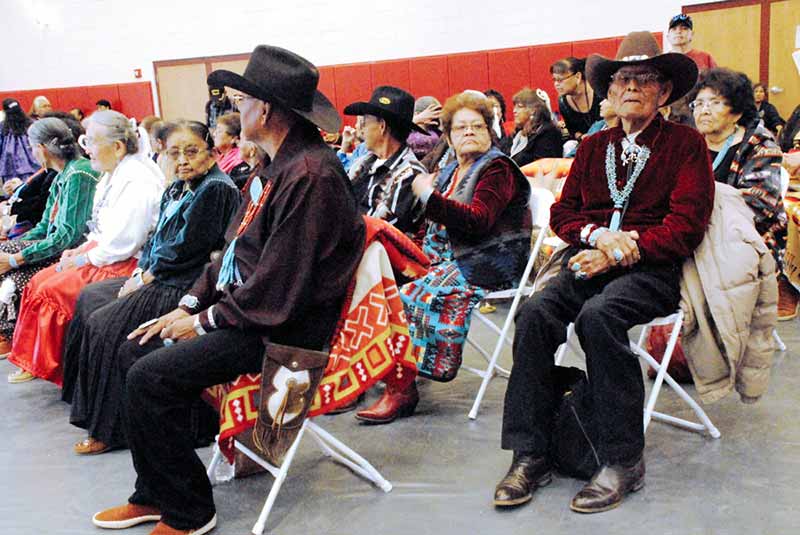  Over 50 elders participated in the Cheii and Shima Fashion Show at Navajo Techincal University last week. Each of them showcased wardrobe they created. (Times photo – Shondiin Silversmith)