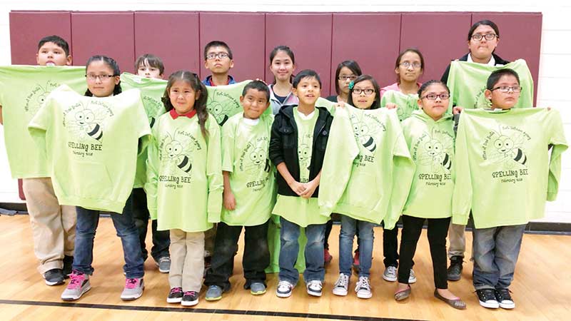 Pictured are the Fort Defiance Agencies’ top spellers from kindergarten to eighth grade. The champions from each grade will move on to the Navajo Nation Spelling Bee in March. (Times photo – Shondiin Silversmith)