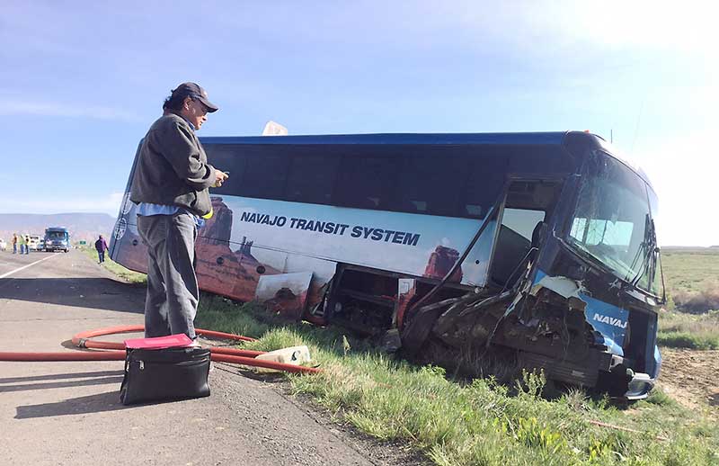 Suspected drunk driver in a near headon collision with Navajo Transit