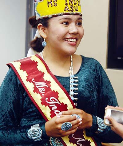 Window Rock resident Brooke Overturf at a reception the night before Thursday’s White House Tribal Youth Gathering, where administration officials discussed problems in Indian Country with tribal youth. (Photo by Aubrey Rumore)