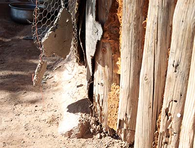 PNavajo Times/Krista Allen eeling stucco and rotting wood characterize this home on the former Bennett Freeze, where residents were not allowed to improve their homes for 40 years.