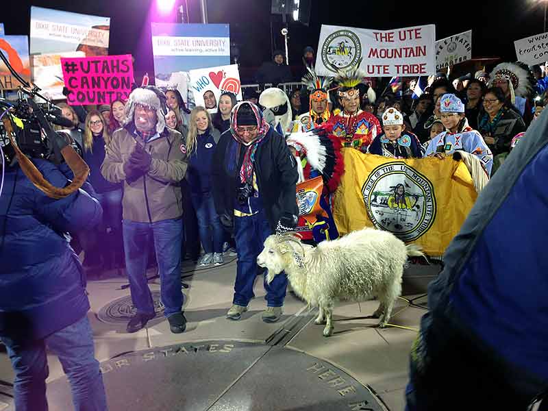 Cindy Yurth | Navajo Times More than 500 people and one goat greeted Today Show weatherman Al Roker as he broadcast from the Four Corners Monument early Monday morning. The show aired at 7 a.m. local time.