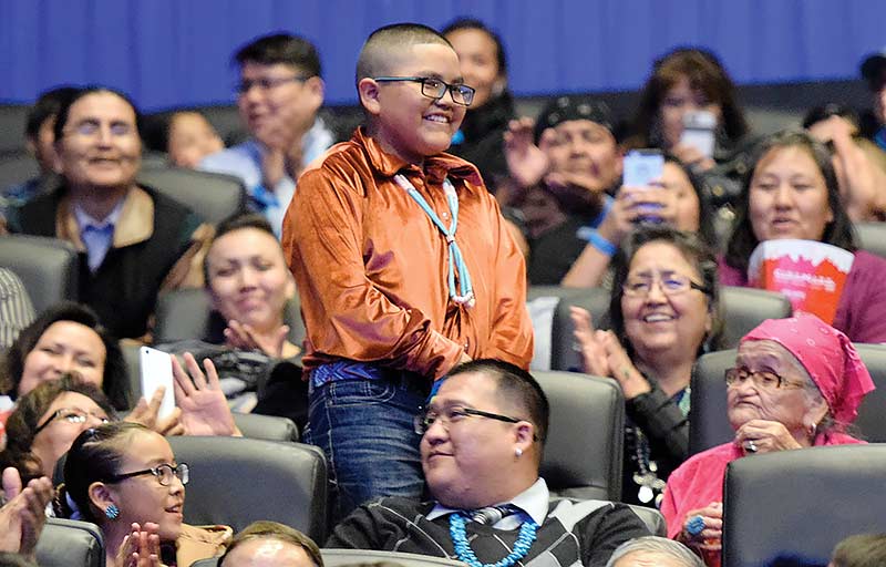 Navajo Times | Donovan Quintero Quinton Kien, 12, from Steamboat, Ariz., smiles after being introduced as being the voice of Nemo Monday night in Albuquerque.