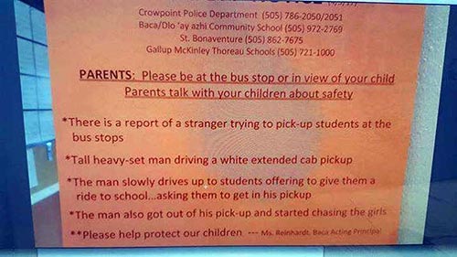 Report says stranger trying to pick up children