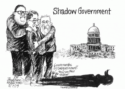 Shadow government. Politicians saw trump's shadow, so six more months of bad government in Washington.