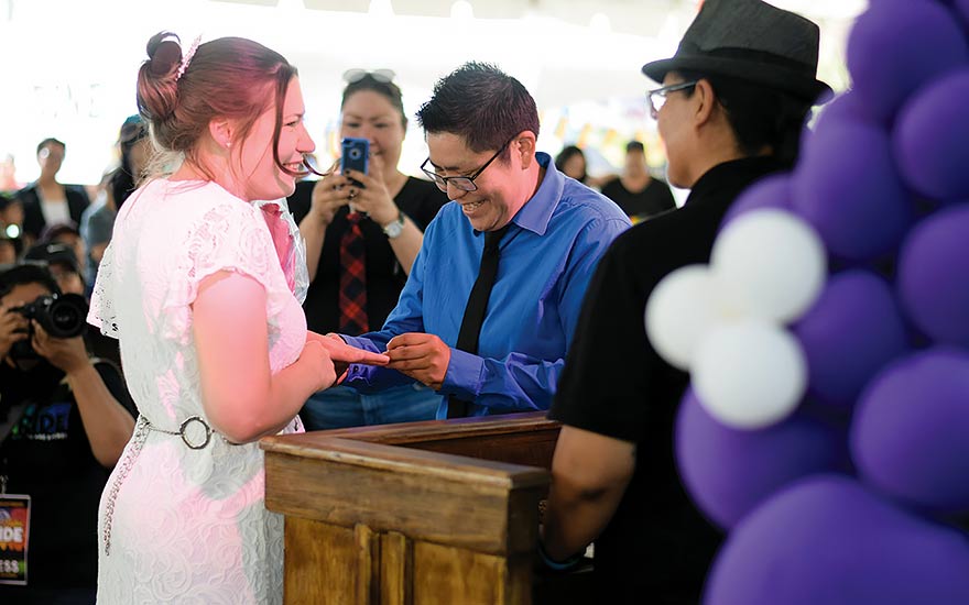 Pride wedding held in shadow of marriage ban