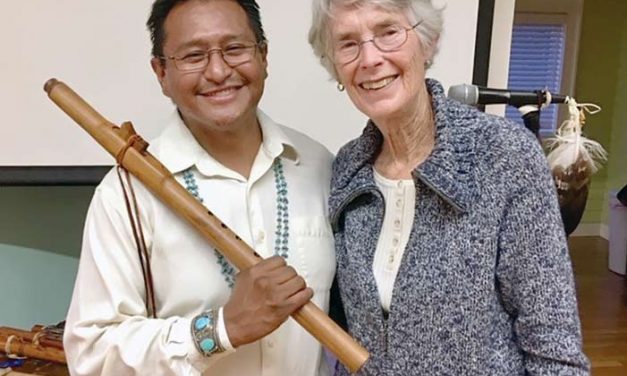 Navajo flutist plays in town where treaty turned up