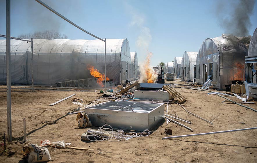 Hemp hoop house nearly destroyed by fire