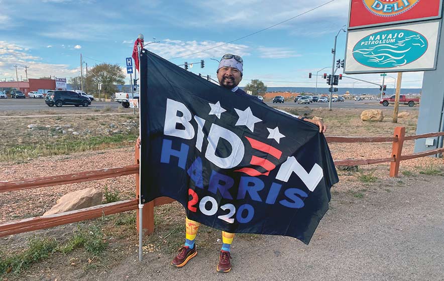 Runner carries flag for Biden-Harris