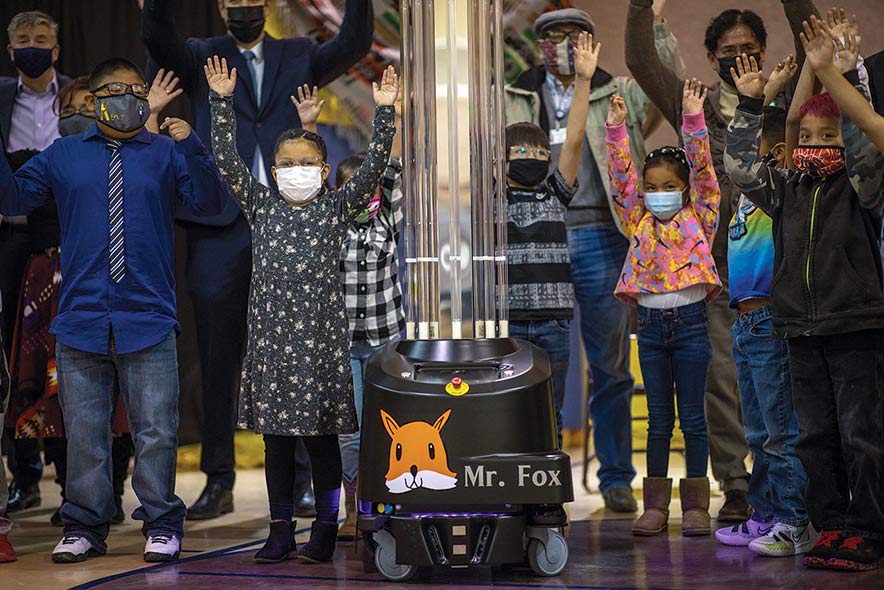 Mr. Fox takes on COVID-19 : Schools using 37 robots to zap virus