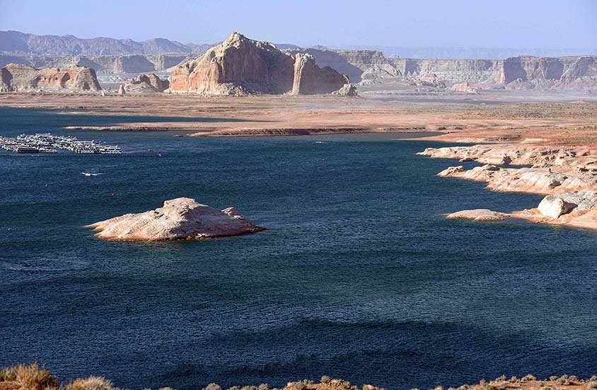 Special to the Times | Krista Allen
 A view of Castle Rock at Wahweap Bay on Lake Powell shows dry soil conditions. A sobering forecast released by t