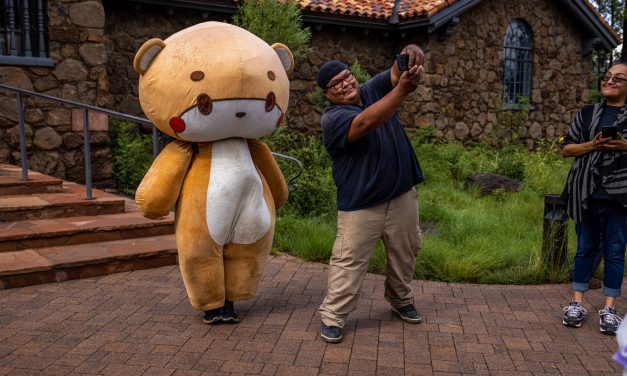 Jessy Larios in Bearsun suit making his way toward Navajo Nation
