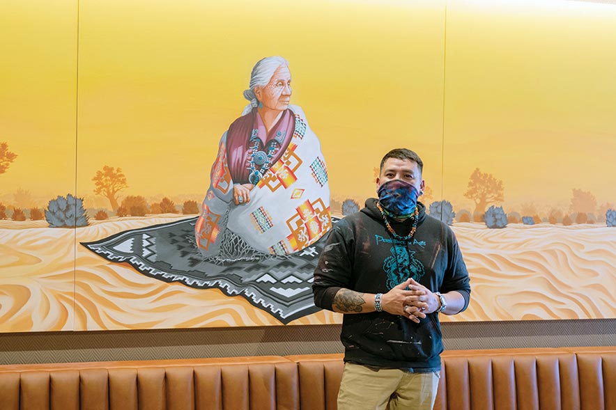Painting grandma:  Diné artist, Starbucks produce mural that honors elder