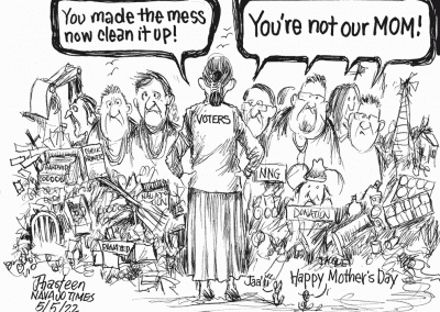 Mother's Day. Voters mom to delegates: You made this mess. Now clean it up. They respond: You're not our mom!