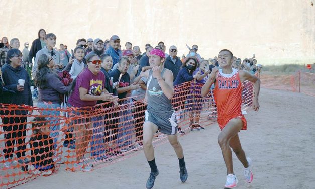 Gallup’s Theodore Roundface wins home meet in tight finish