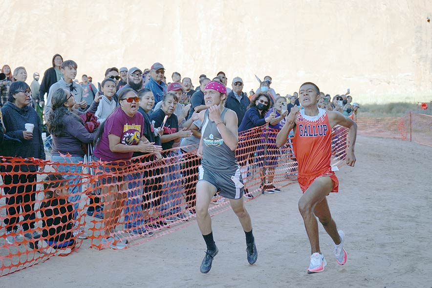 Gallup’s Theodore Roundface wins home meet in tight finish