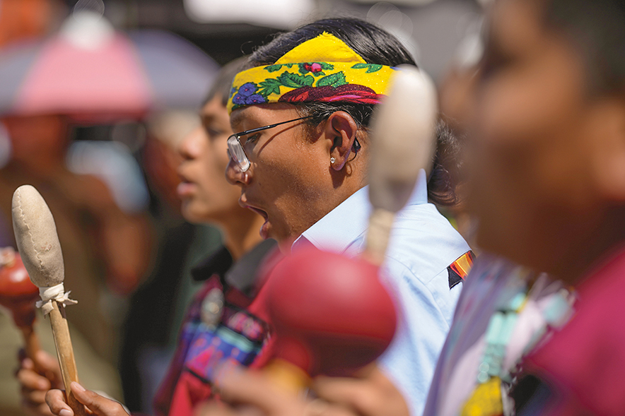 Young people from Jemez Pueblo maintain tradition through dance and song at the Santa Fe Indian Market