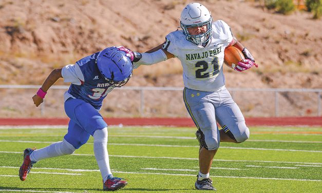 Navajo Prep keeps district title hopes alive: Eagles upend McCurdy, 34-14