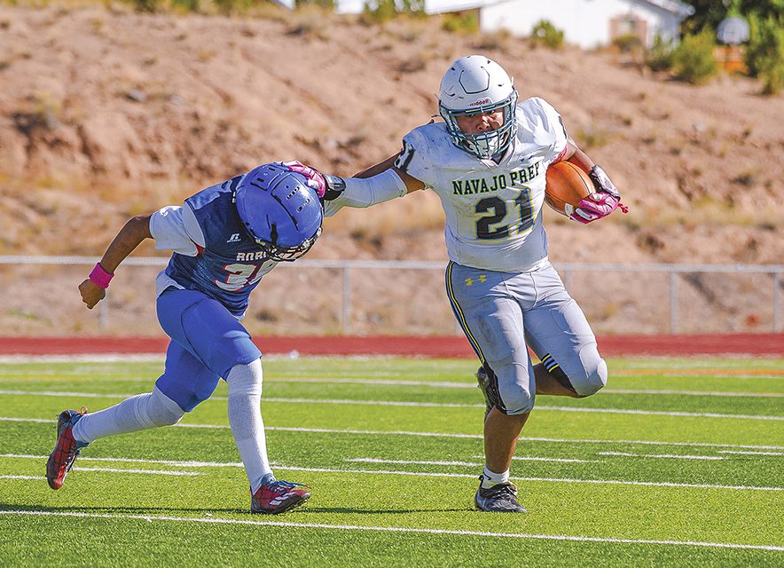 Navajo Prep keeps district title hopes alive: Eagles upend McCurdy, 34-14