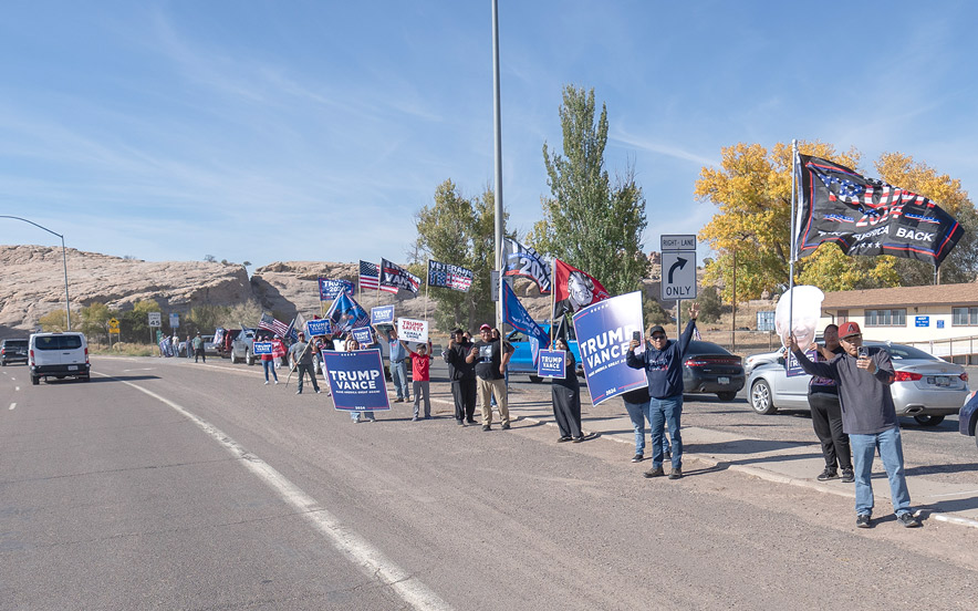 Trump supporters rally during Walz’s visit to Window Rock