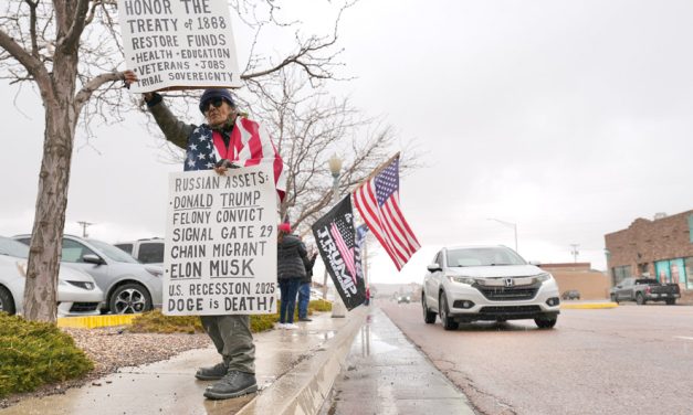 ‘Hands Off!’ rally in Gallup<br> challenges Trump’s agenda