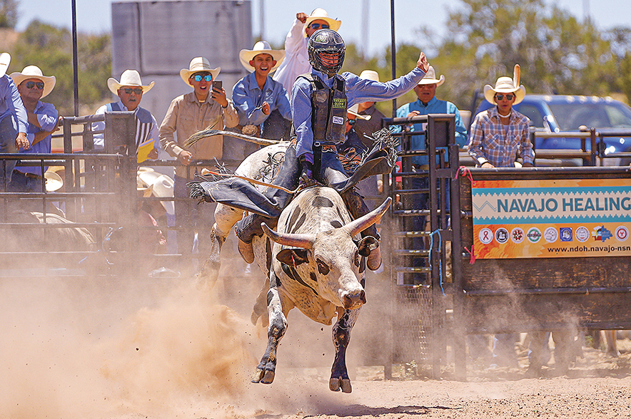 Church Rock bull rider jumpstarts INFR season with Lane J Silversmith event title