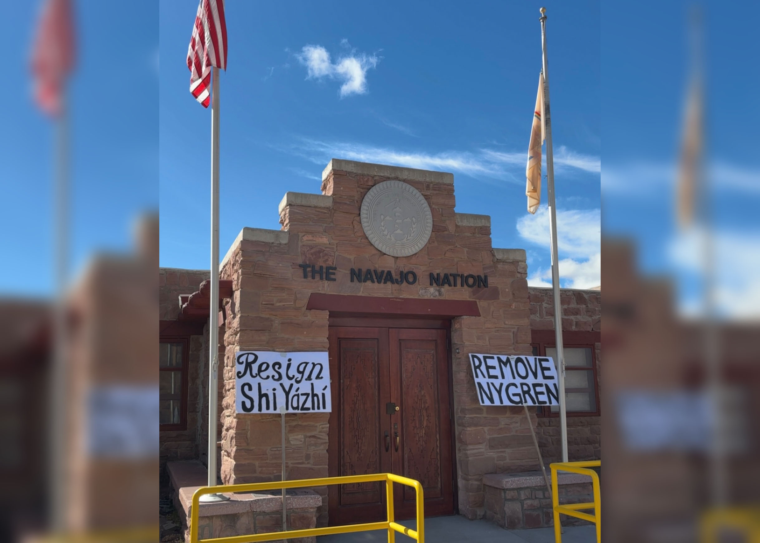 AIM members rally outside Executive office as Nygren skips protest, Montoya steps in