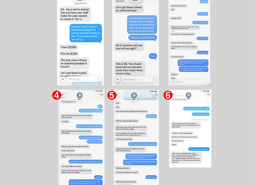 Texts show Nygren pressing to unlock p-cards while McCabe says there is no budget