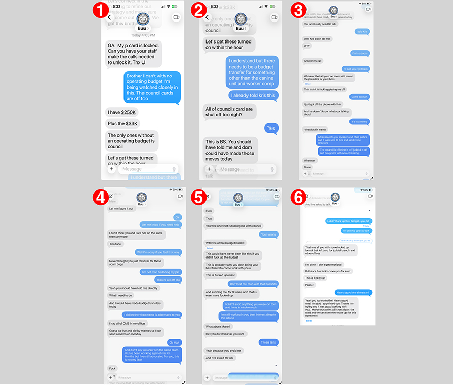 Texts show Nygren pressing to unlock p-cards while McCabe says there is no budget