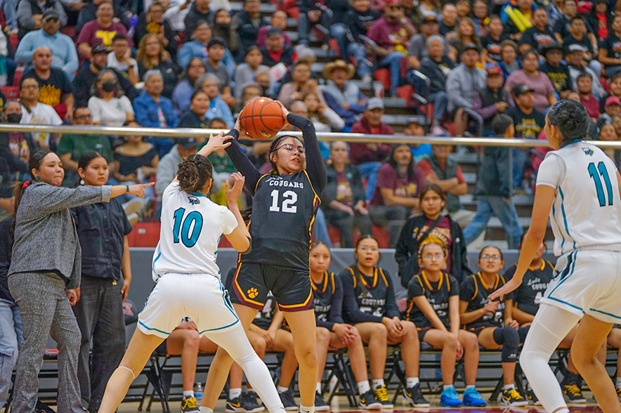 Navajo Prep girls claim fourth straight district tournament crown: Lady Eagles rally for 35-34 win