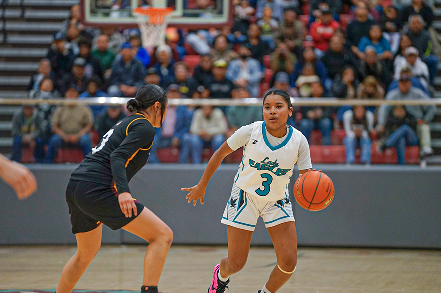 Navajo Prep girls claim fourth straight district tournament crown: Lady Eagles rally for 35-34 win