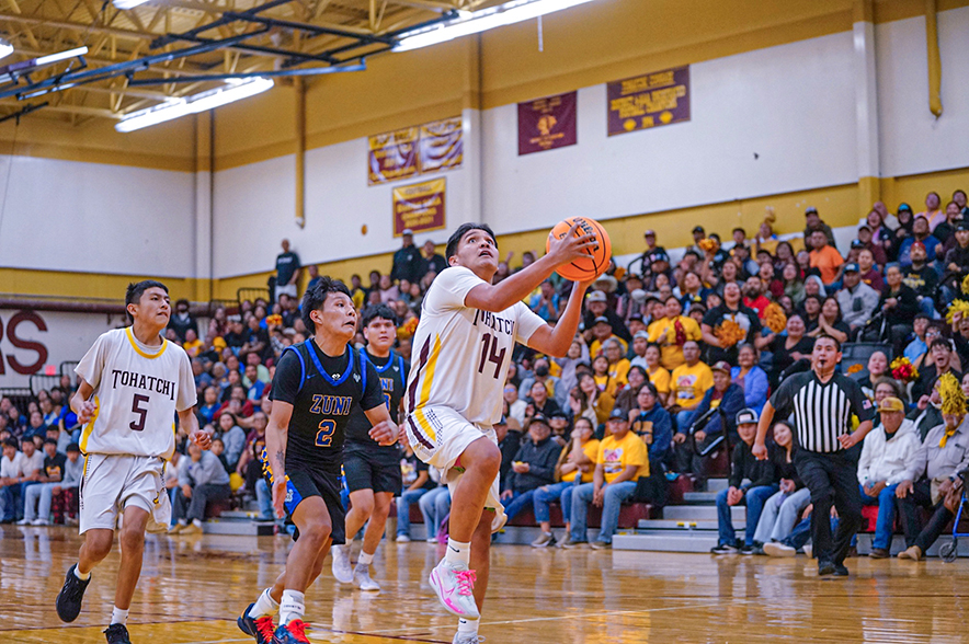 Second half surge puts Tohatchi boys in district championship game: Cougars upend Zuni, 77-42, in semis